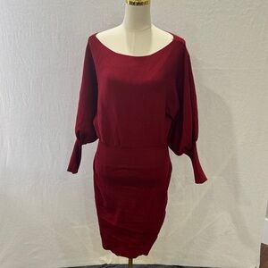 Elegant Red Women's Sweater Dress